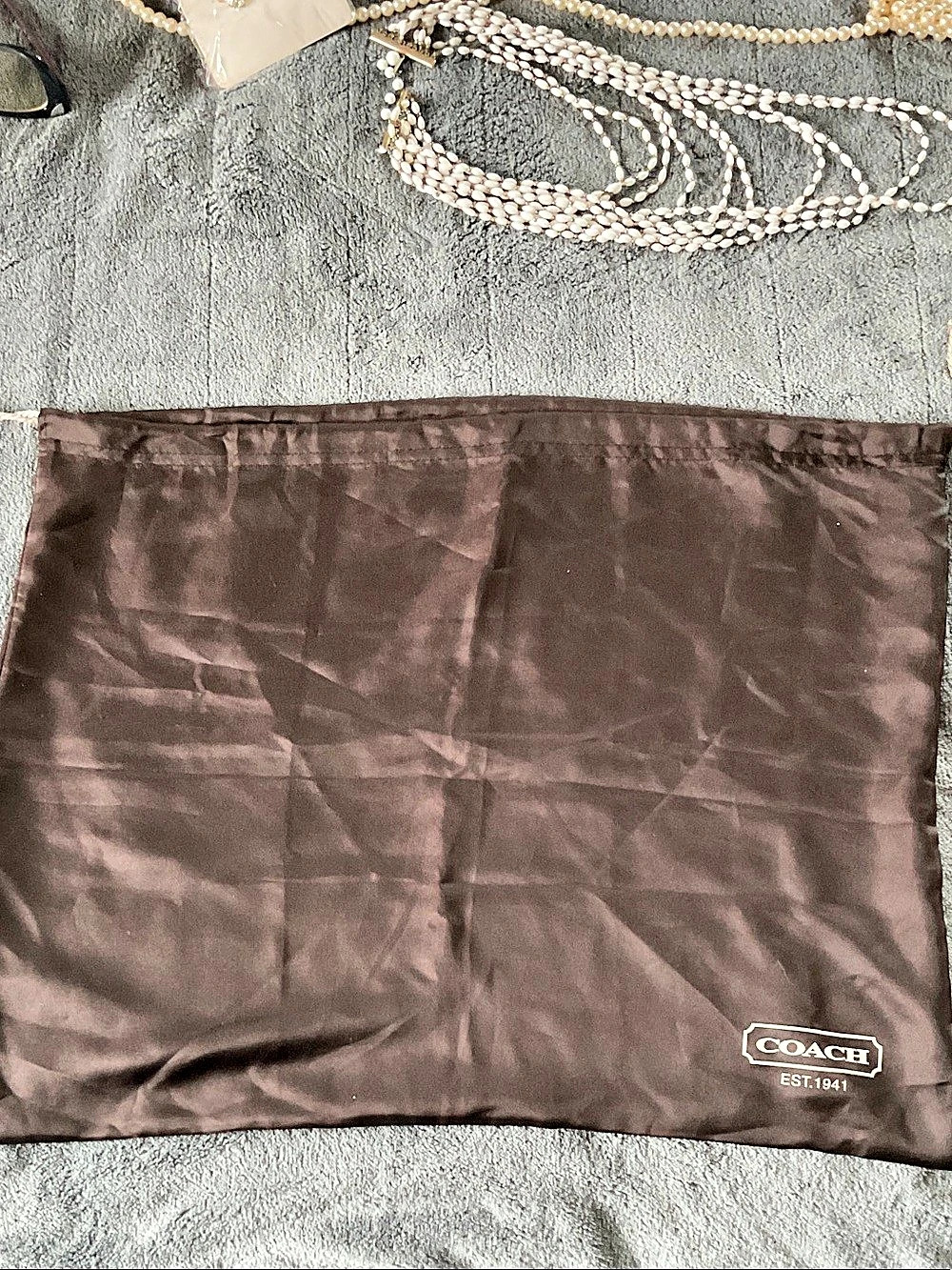 Coach Brown Satin Dust Bag with Drawstring